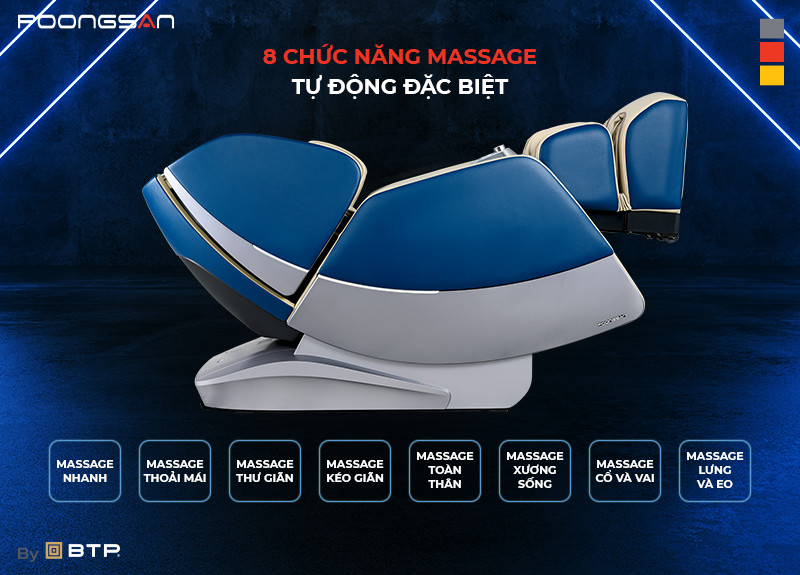Ghế massage Poongsan MCP-801 có 8 chức năng massage tự động đặc biệt